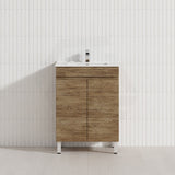 Lukka Camden Modern 600mm Narrow Freestanding Vanity E0 MDF Wood Grain PVC Film Cabinet Variant Colour Available