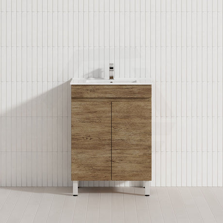Lukka Camden Modern 600mm Narrow Freestanding Vanity E0 MDF Wood Grain PVC Film Cabinet Variant Colour Available