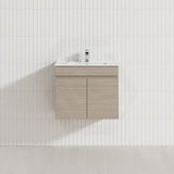 Lukka Camden Modern 600mm Narrow Wall Hung Vanity E0 MDF Thermolaminated with Wood Grain PVC Film Cabinet Variant Colour Available