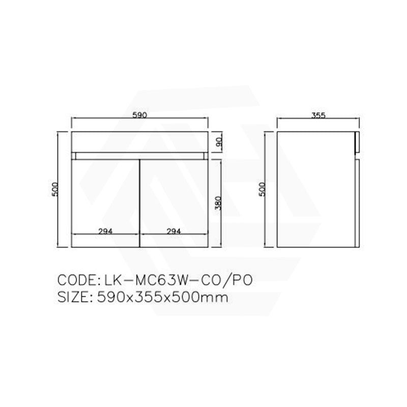 Lukka Camden Modern 600mm Narrow Wall Hung Vanity E0 MDF Thermolaminated with Wood Grain PVC Film Cabinet Variant Colour Available