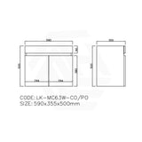 Lukka Camden Modern 600mm Narrow Wall Hung Vanity E0 MDF Thermolaminated with Wood Grain PVC Film Cabinet Variant Colour Available