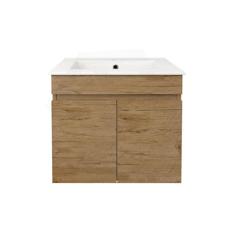 Lukka Camden Modern 600mm Narrow Wall Hung Vanity E0 MDF Thermolaminated with Wood Grain PVC Film Cabinet Variant Colour Available