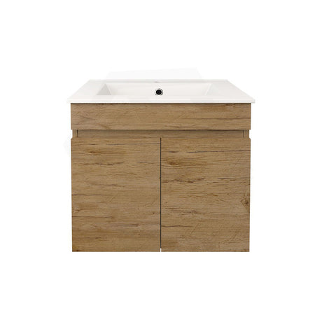 Lukka Camden Modern 600mm Narrow Wall Hung Vanity E0 MDF Thermolaminated with Wood Grain  PVC Film Cabinet Variant Colour Available