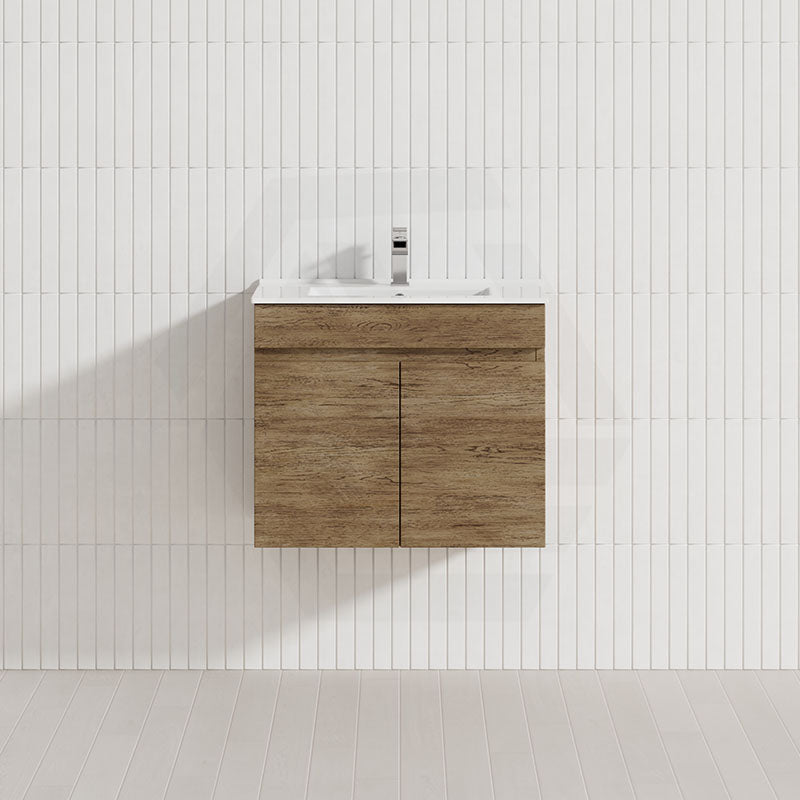 Lukka Camden Modern 600mm Narrow Wall Hung Vanity E0 MDF Thermolaminated with Wood Grain PVC Film Cabinet Variant Colour Available