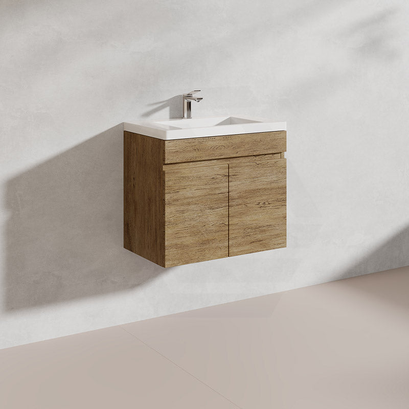 Lukka Camden Modern 600mm Narrow Wall Hung Vanity E0 MDF Thermolaminated with Wood Grain PVC Film Cabinet Variant Colour Available
