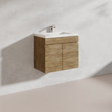 Lukka Camden Modern 600mm Narrow Wall Hung Vanity E0 MDF Thermolaminated with Wood Grain PVC Film Cabinet Variant Colour Available