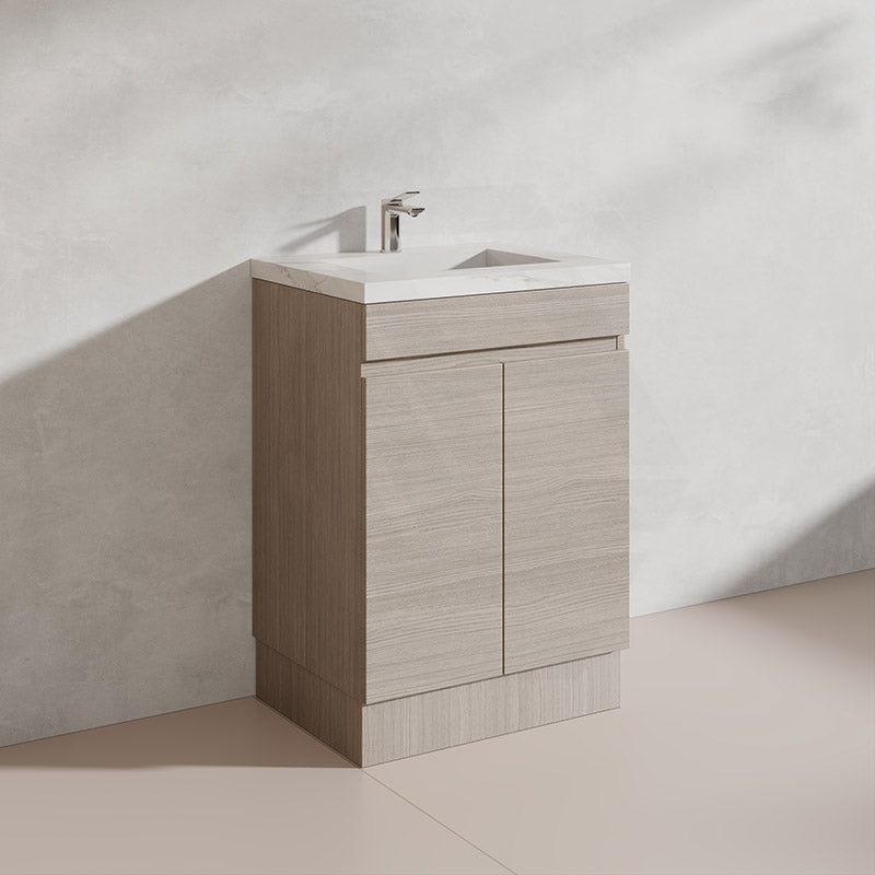 Lukka Camden Modern 600mm Freestanding Vanity E0 MDF Wood Grain PVC Film Cabinet Variant Colour Available