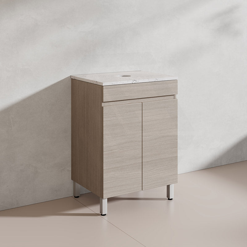 Lukka Camden Modern 600mm Freestanding Vanity E0 MDF Wood Grain PVC Film Cabinet Variant Colour Available