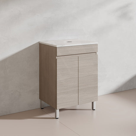 Lukka Camden Modern 600mm Freestanding Vanity E0 MDF Wood Grain PVC Film Cabinet Variant Colour Available