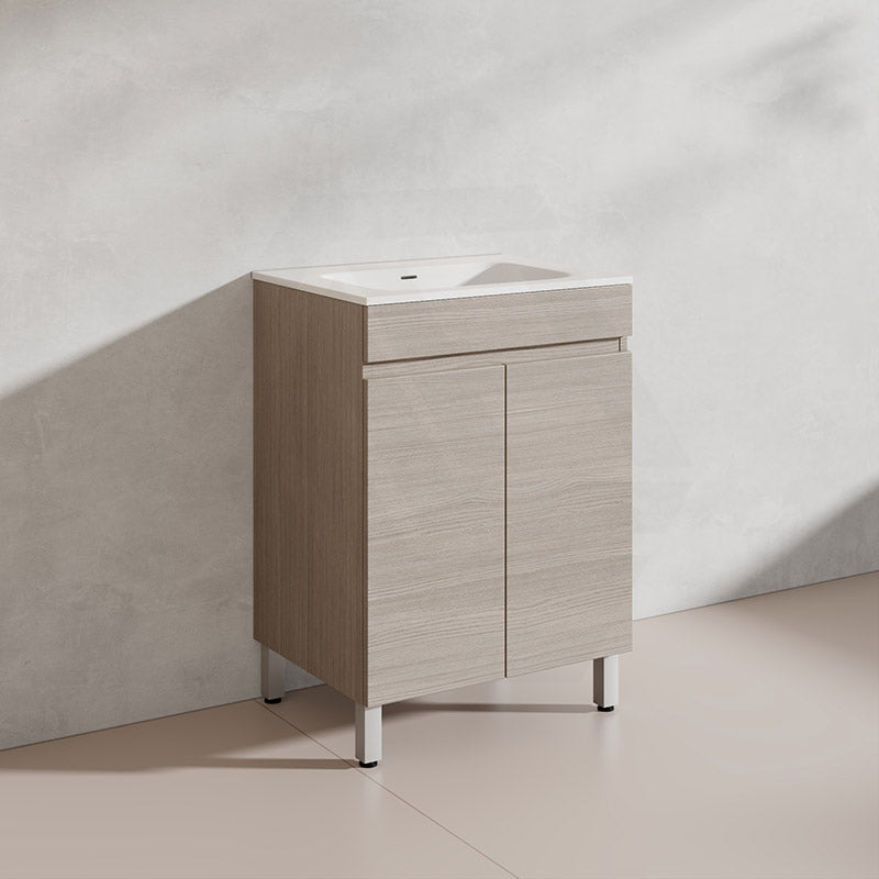 Lukka Camden Modern 600mm Freestanding Vanity E0 MDF Wood Grain PVC Film Cabinet Variant Colour Available