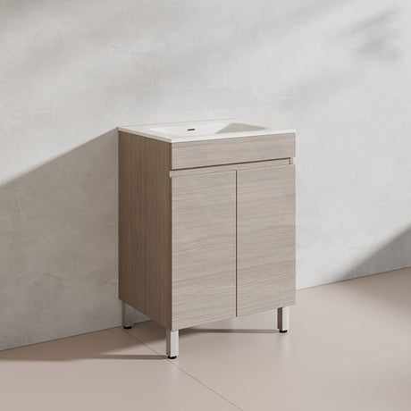 Lukka Camden Modern 600mm Freestanding Vanity E0 MDF Wood Grain PVC Film Cabinet Variant Colour Available