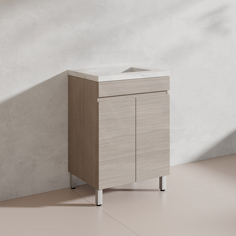 Lukka Camden Modern 600mm Freestanding Vanity E0 MDF Wood Grain PVC Film Cabinet Variant Colour Available