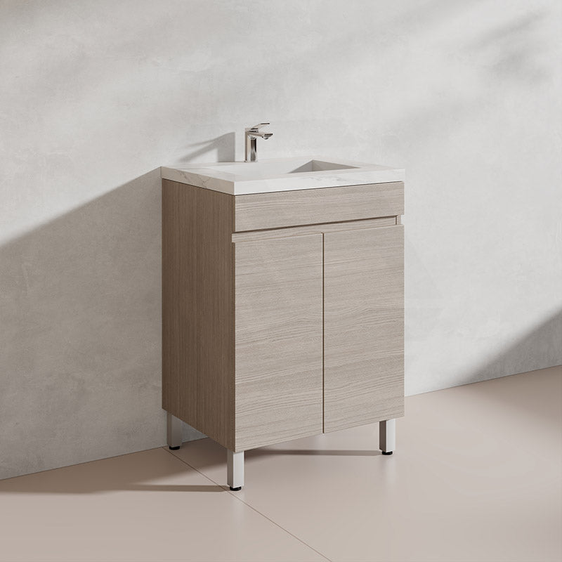 Lukka Camden Modern 600mm Freestanding Vanity E0 MDF Wood Grain PVC Film Cabinet Variant Colour Available