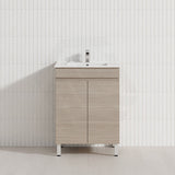 Lukka Camden Modern 600mm Freestanding Vanity E0 MDF Wood Grain PVC Film Cabinet Variant Colour Available