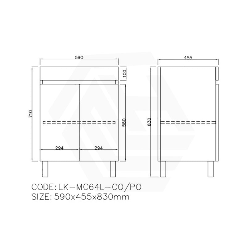 Lukka Camden Modern 600mm Freestanding Vanity E0 MDF Wood Grain PVC Film Cabinet Variant Colour Available