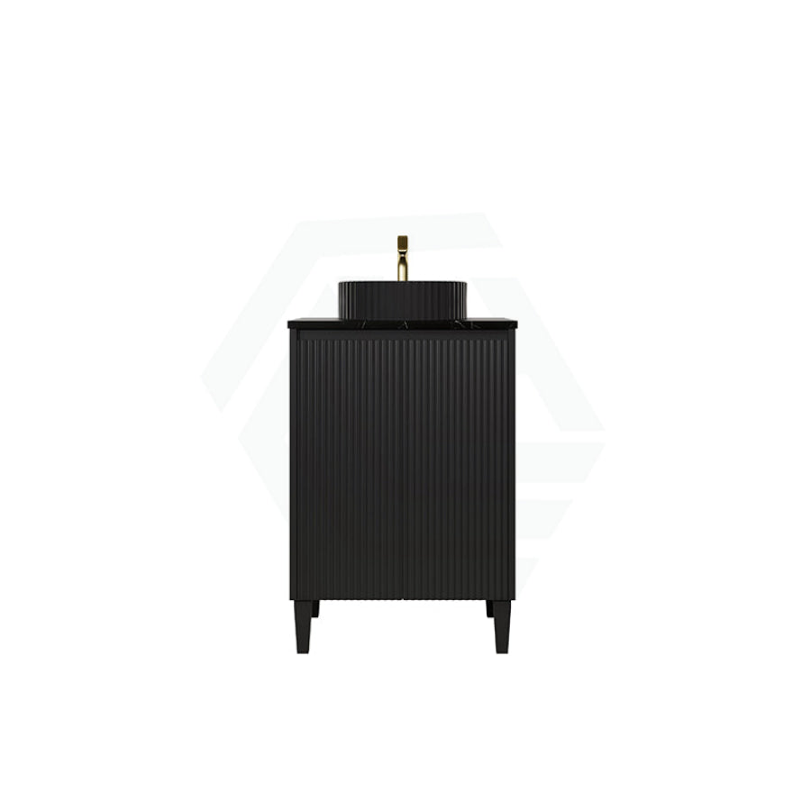 Lukka Crete Modern 600-1500mm Matt Black/White Freestanding Vanity with Legs PVC Board Linear Surface