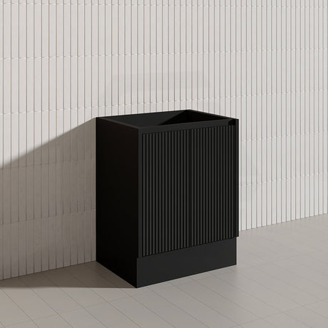 Lukka Crete Modern 600mm Matt Black/White Freestanding Vanity PVC Board Linear Surface