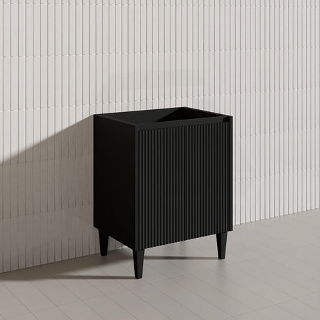 Lukka Crete Modern 600mm Matt Black/White Freestanding Vanity PVC Board Linear Surface