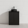 Lukka Crete Modern 600-1500mm Matt Black/White Freestanding Vanity with Kickboard PVC Board Linear Surface