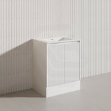 Lukka Crete Modern 600mm Matt Black/White Freestanding Vanity PVC Board Linear Surface