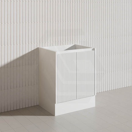 Lukka Crete Modern 600mm Matt Black/White Freestanding Vanity PVC Board Linear Surface