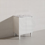 Lukka Crete Modern 600mm Matt Black/White Freestanding Vanity PVC Board Linear Surface