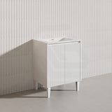 Lukka Crete Modern 600mm Matt Black/White Freestanding Vanity PVC Board Linear Surface