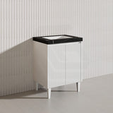 Lukka Crete Modern 600mm Matt Black/White Freestanding Vanity PVC Board Linear Surface
