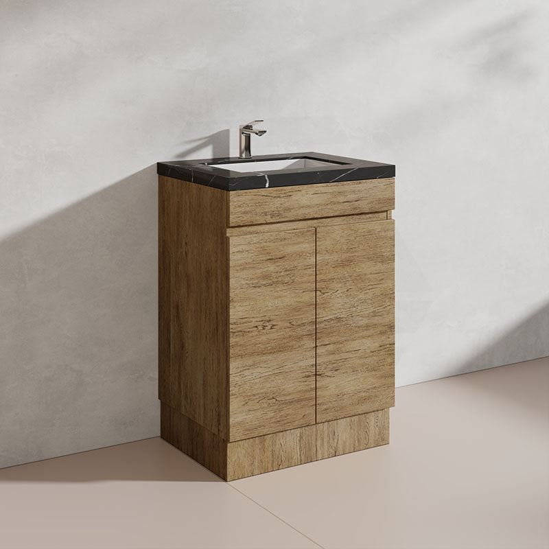 Lukka Camden Modern 600mm Freestanding Vanity E0 MDF Wood Grain PVC Film Cabinet Variant Colour Available