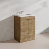 Lukka Camden Modern 600mm Freestanding Vanity E0 MDF Wood Grain PVC Film Cabinet Variant Colour Available