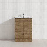 Lukka Camden Modern 600mm Freestanding Vanity E0 MDF Wood Grain PVC Film Cabinet Variant Colour Available