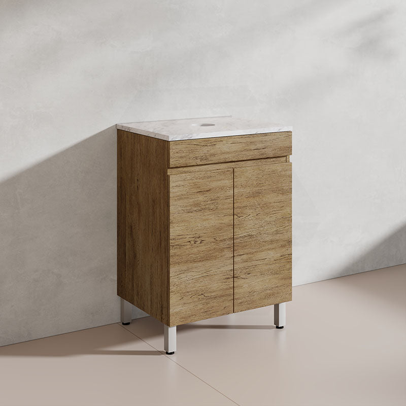 Lukka Camden Modern 600mm Freestanding Vanity E0 MDF Wood Grain PVC Film Cabinet Variant Colour Available
