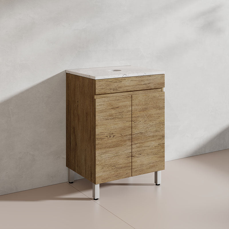 Lukka Camden Modern 600mm Freestanding Vanity E0 MDF Wood Grain PVC Film Cabinet Variant Colour Available