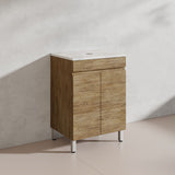 Lukka Camden Modern 600mm Freestanding Vanity E0 MDF Wood Grain PVC Film Cabinet Variant Colour Available