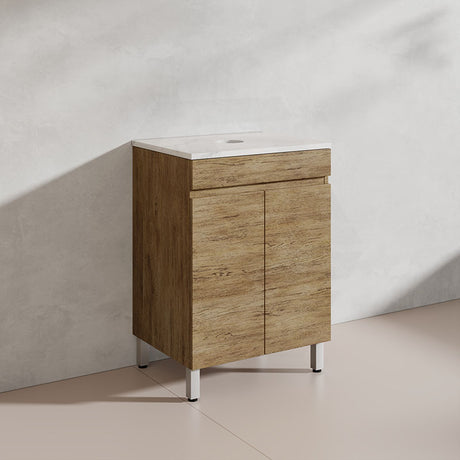 Lukka Camden Modern 600mm Freestanding Vanity E0 MDF Wood Grain PVC Film Cabinet Variant Colour Available