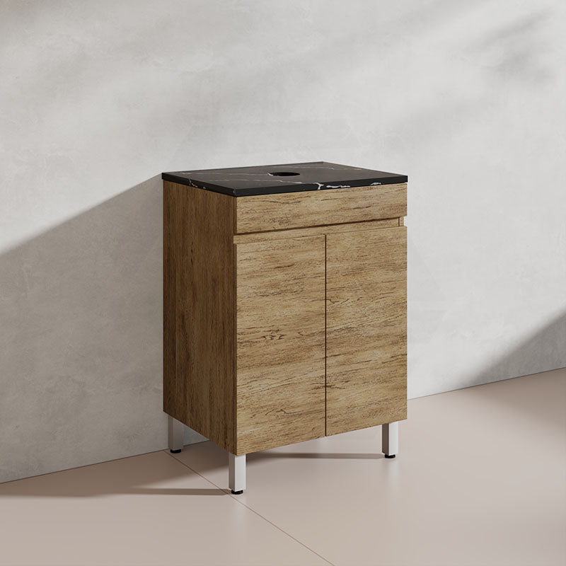 Lukka Camden Modern 600mm Freestanding Vanity E0 MDF Wood Grain PVC Film Cabinet Variant Colour Available