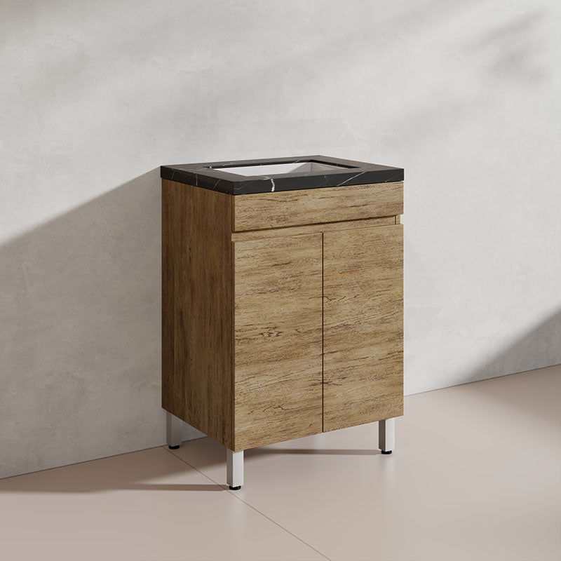 Lukka Camden Modern 600mm Freestanding Vanity E0 MDF Wood Grain PVC Film Cabinet Variant Colour Available