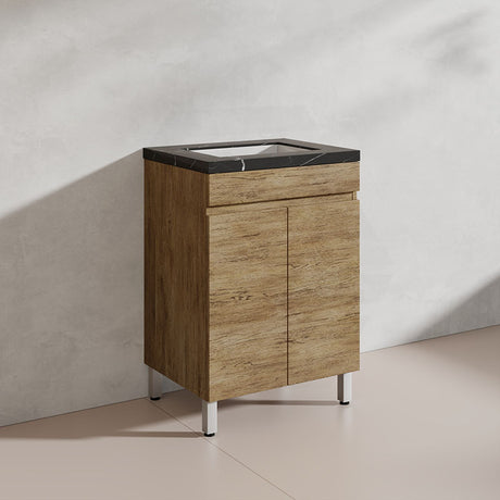 Lukka Camden Modern 600mm Freestanding Vanity E0 MDF Wood Grain PVC Film Cabinet Variant Colour Available