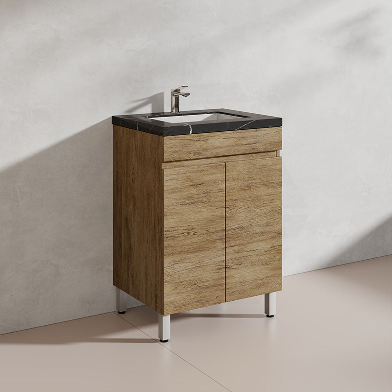 Lukka Camden Modern 600mm Freestanding Vanity E0 MDF Wood Grain PVC Film Cabinet Variant Colour Available