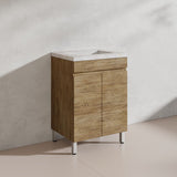 Lukka Camden Modern 600mm Freestanding Vanity E0 MDF Wood Grain PVC Film Cabinet Variant Colour Available