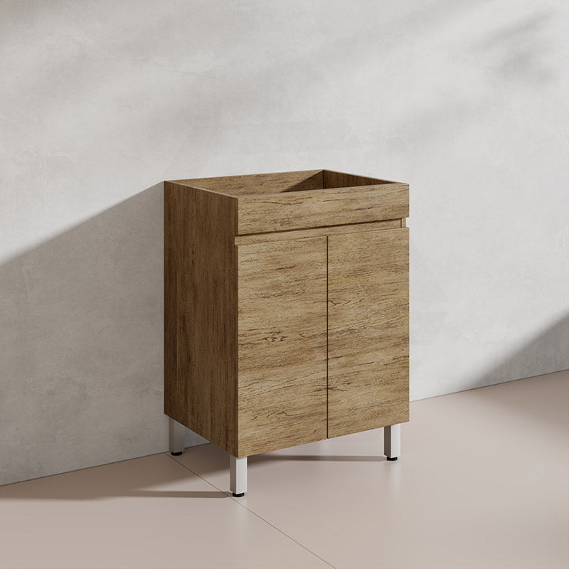 Lukka Camden Modern 600mm Freestanding Vanity E0 MDF Wood Grain PVC Film Cabinet Variant Colour Available