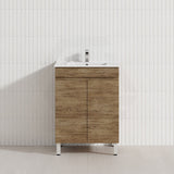 Lukka Camden Modern 600mm Freestanding Vanity E0 MDF Wood Grain PVC Film Cabinet Variant Colour Available