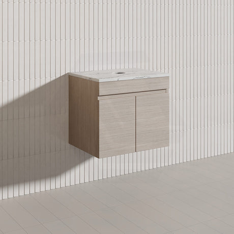Lukka Camden Modern 600mm Wall Hung Vanity E0 MDF Wood Grain PVC Film Cabinet Variant Colour Available