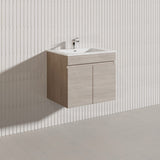 Lukka Camden Modern 600mm Wall Hung Vanity E0 MDF Wood Grain PVC Film Cabinet Variant Colour Available