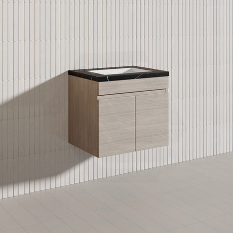 Lukka Camden Modern 600mm Wall Hung Vanity E0 MDF Wood Grain PVC Film Cabinet Variant Colour Available
