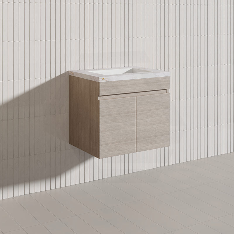 Lukka Camden Modern 600mm Wall Hung Vanity E0 MDF Wood Grain PVC Film Cabinet Variant Colour Available