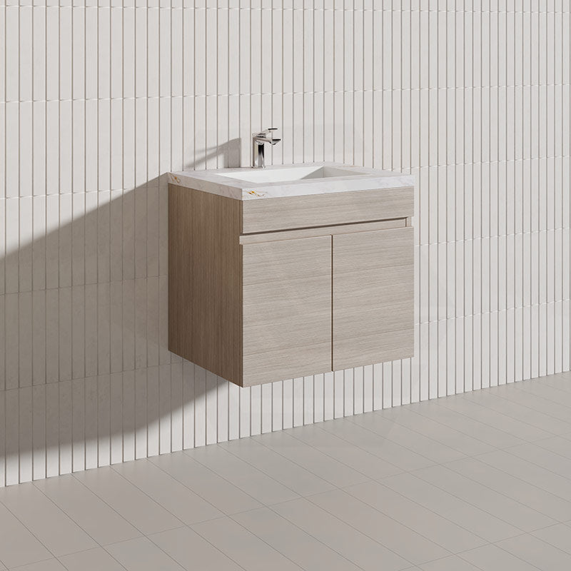 Lukka Camden Modern 600mm Wall Hung Vanity E0 MDF Wood Grain PVC Film Cabinet Variant Colour Available