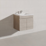 Lukka Camden Modern 600mm Wall Hung Vanity E0 MDF Wood Grain PVC Film Cabinet Variant Colour Available