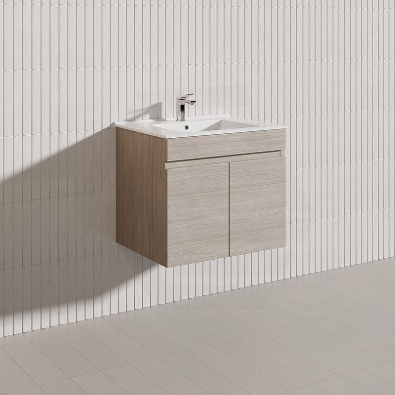 Lukka Camden Modern 600mm Wall Hung Vanity E0 MDF Wood Grain PVC Film Cabinet Variant Colour Available