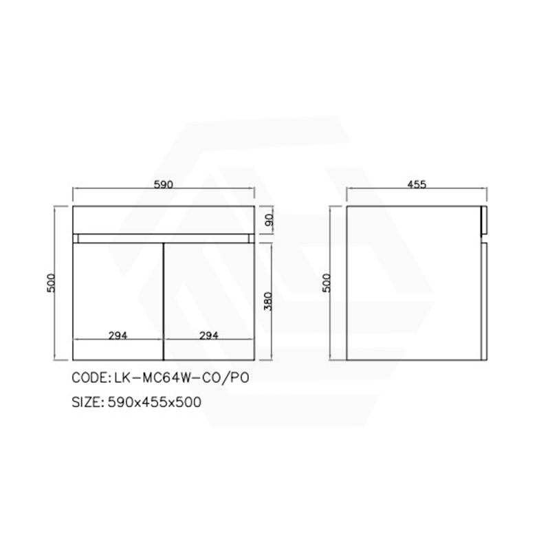 Lukka Camden Modern 600mm Wall Hung Vanity E0 MDF Wood Grain PVC Film Cabinet Variant Colour Available